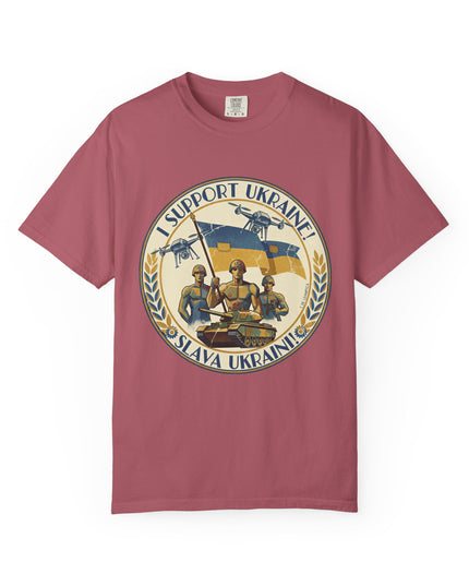 The 'I Support Ukraine!'  Deco, Unisex Garment-Dyed T-shirt