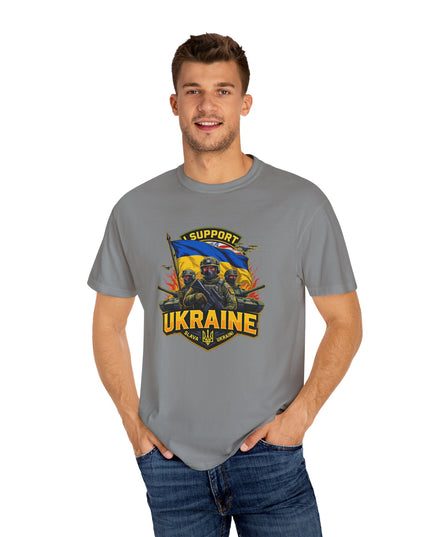 The 'I Support Ukraine!'  Cart,  Unisex Garment-Dyed T-shirt