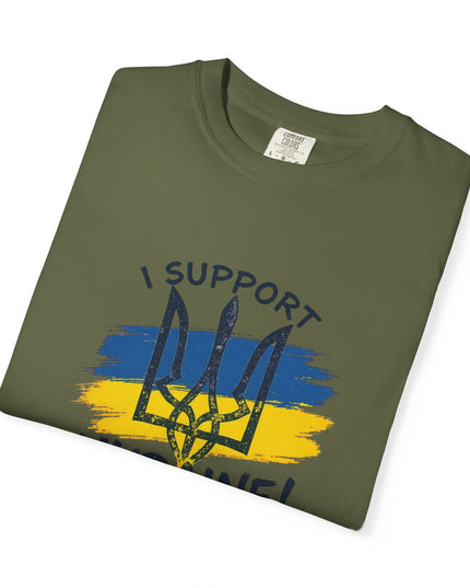 The 'I Support Ukraine!' Trident  Unisex Garment-Dyed T-shirt