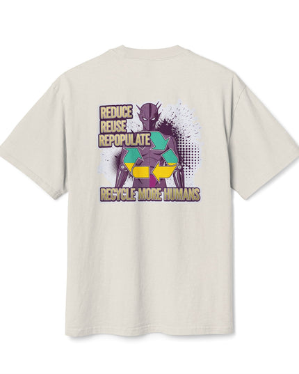 The 'Recycle More Humans' v1 T-Shirt, Eco-Friendly Graphic Tee, Save the Earth Apparel, Sustainable Clothing, Upcycled Materials Shirt