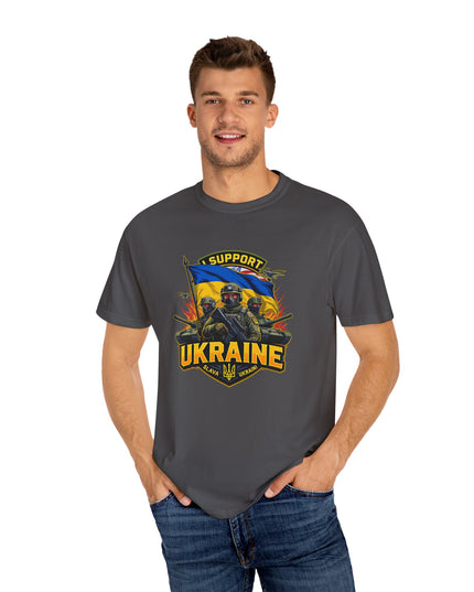 The 'I Support Ukraine!'  Cart,  Unisex Garment-Dyed T-shirt
