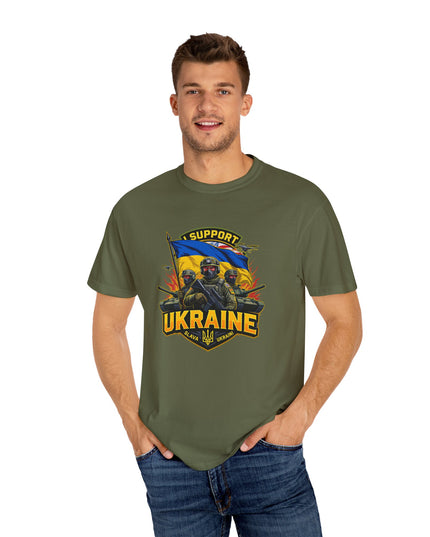 The 'I Support Ukraine!'  Cart,  Unisex Garment-Dyed T-shirt