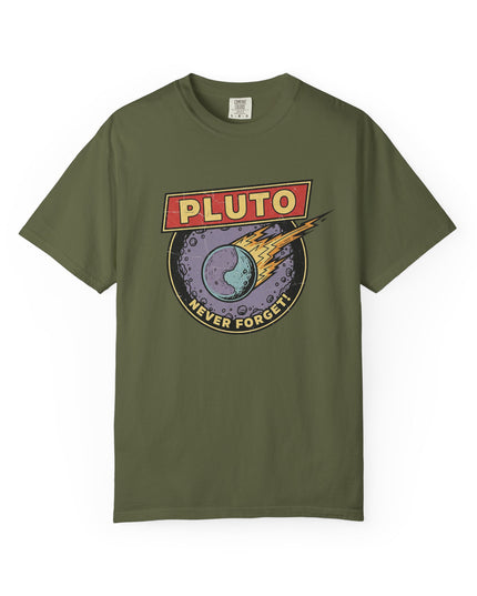 The 'Pluto, Never Forget!' Deco  Unisex Garment-Dyed T-shirt