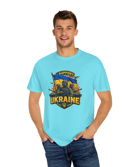 The 'I Support Ukraine!'  Cart,  Unisex Garment-Dyed T-shirt