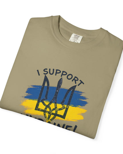 The 'I Support Ukraine!' Trident  Unisex Garment-Dyed T-shirt