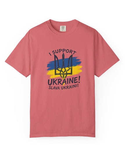 The 'I Support Ukraine!' Trident  Unisex Garment-Dyed T-shirt