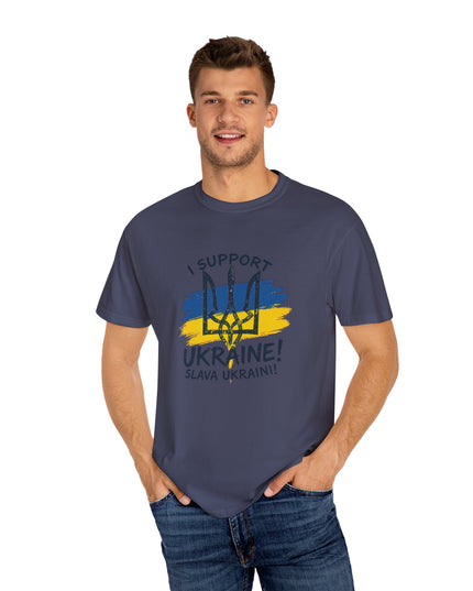 The 'I Support Ukraine!' Trident  Unisex Garment-Dyed T-shirt
