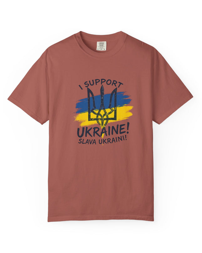 The 'I Support Ukraine!' Trident  Unisex Garment-Dyed T-shirt