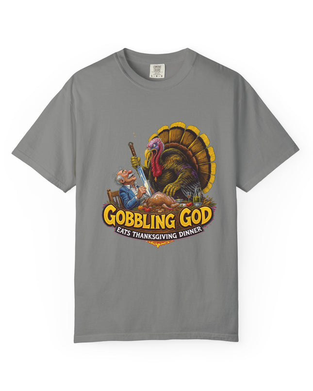 Gobbling God Eats Thanksgiving Dinner Thanksgiving Tee