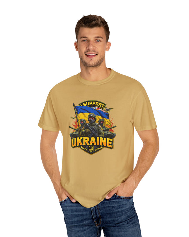 The 'I Support Ukraine!'  Cart,  Unisex Garment-Dyed T-shirt