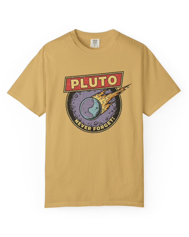 The 'Pluto, Never Forget!' Deco  Unisex Garment-Dyed T-shirt
