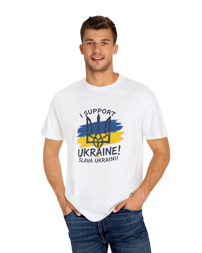 The 'I Support Ukraine!' Trident  Unisex Garment-Dyed T-shirt