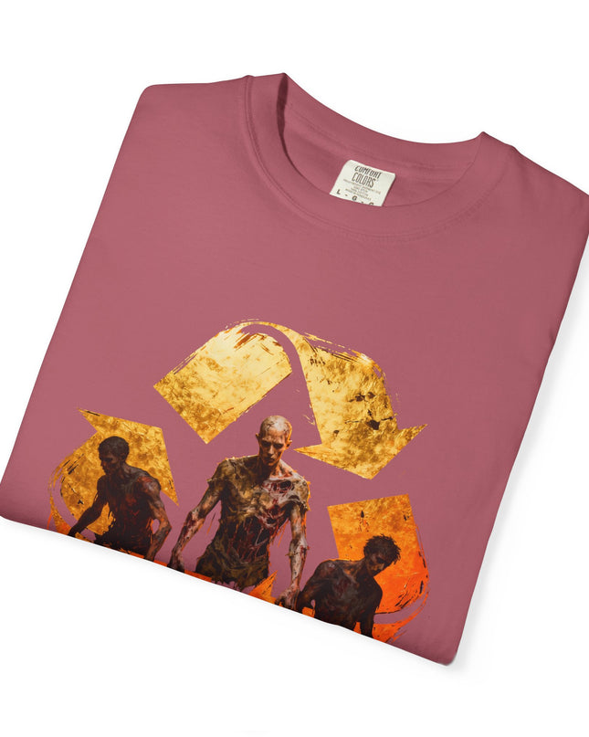 The 'Recycle More Humans!' Fire  Unisex Garment-Dyed T-shirt