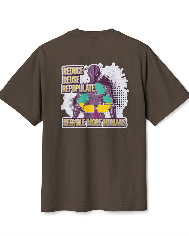 The 'Recycle More Humans' v1 T-Shirt, Eco-Friendly Graphic Tee, Save the Earth Apparel, Sustainable Clothing, Upcycled Materials Shirt
