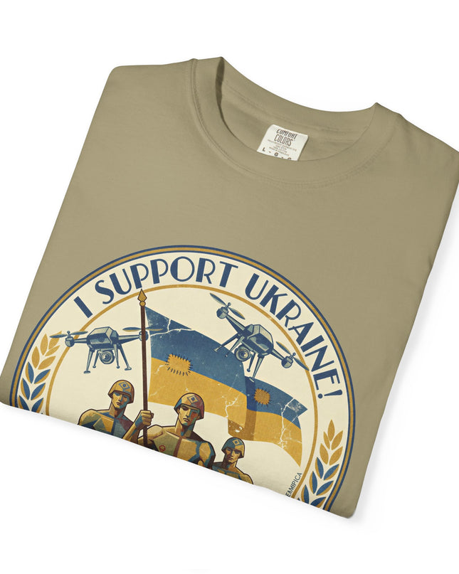 The 'I Support Ukraine!'  Deco, Unisex Garment-Dyed T-shirt
