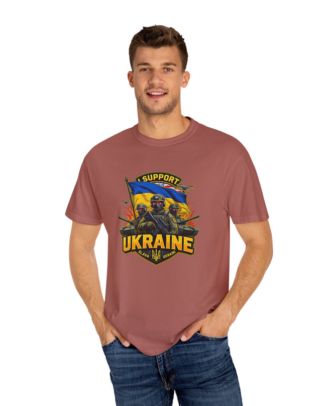 The 'I Support Ukraine!'  Cart,  Unisex Garment-Dyed T-shirt