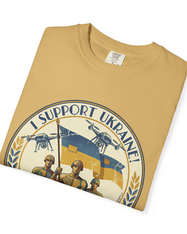 The 'I Support Ukraine!'  Deco, Unisex Garment-Dyed T-shirt