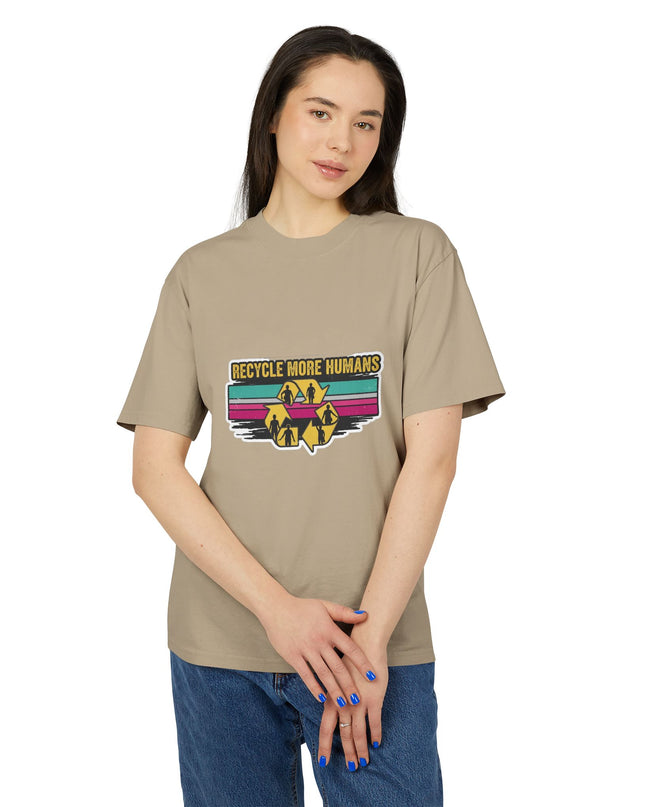 The 'Recycle More Humans' v1 T-Shirt, Eco-Friendly Graphic Tee, Save the Earth Apparel, Sustainable Clothing, Upcycled Materials Shirt