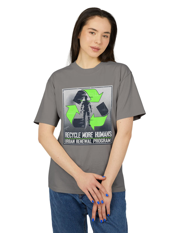 The 'Recycle More Humans' v2 T-Shirt, Eco-Friendly Graphic Tee, Save the Earth Apparel, Sustainable Clothing, Upcycled Materials Shirt