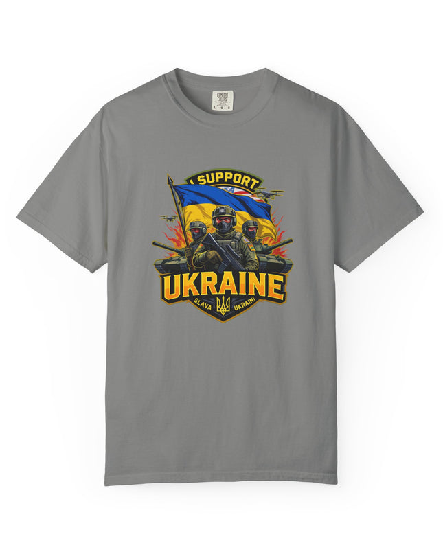 The 'I Support Ukraine!'  Cart,  Unisex Garment-Dyed T-shirt