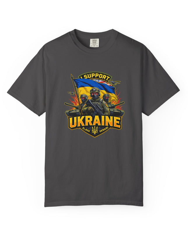 The 'I Support Ukraine!'  Cart,  Unisex Garment-Dyed T-shirt