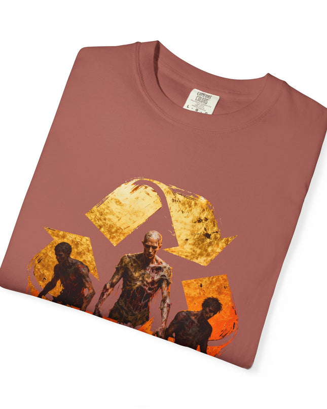 The 'Recycle More Humans!' Fire  Unisex Garment-Dyed T-shirt
