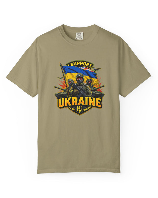 The 'I Support Ukraine!'  Cart,  Unisex Garment-Dyed T-shirt