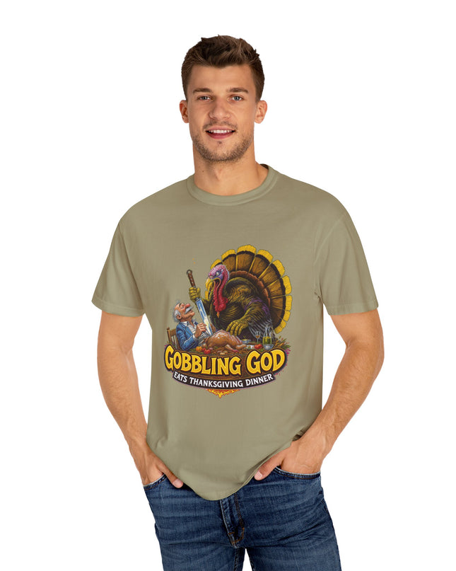 Gobbling God Eats Thanksgiving Dinner Thanksgiving Tee