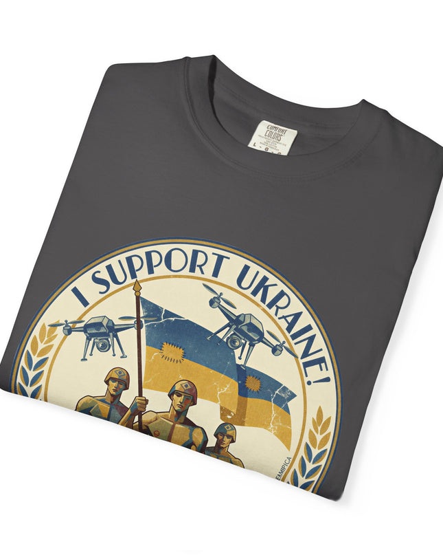 The 'I Support Ukraine!'  Deco, Unisex Garment-Dyed T-shirt