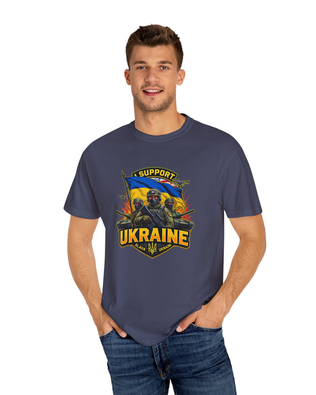The 'I Support Ukraine!'  Cart,  Unisex Garment-Dyed T-shirt