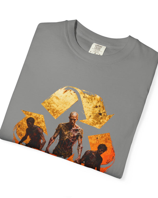 The 'Recycle More Humans!' Fire  Unisex Garment-Dyed T-shirt
