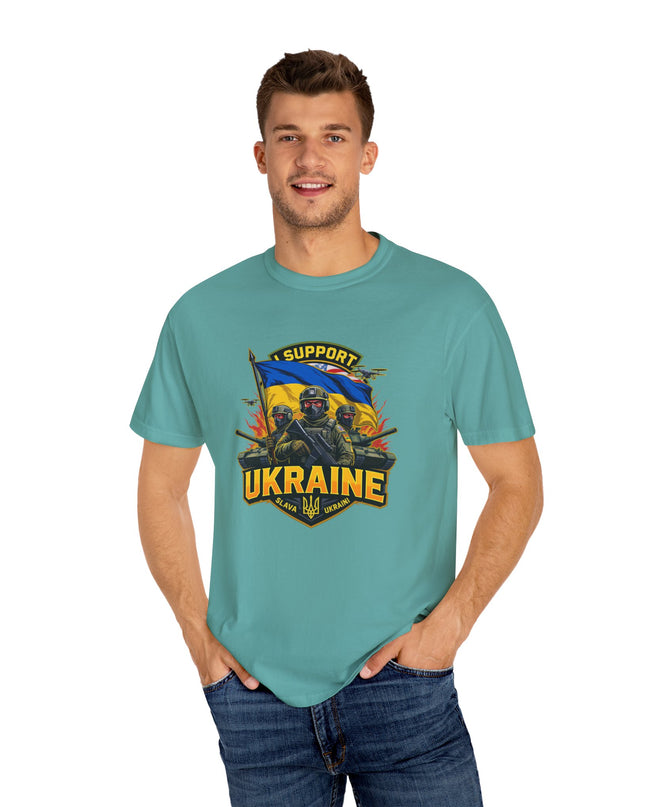 The 'I Support Ukraine!'  Cart,  Unisex Garment-Dyed T-shirt