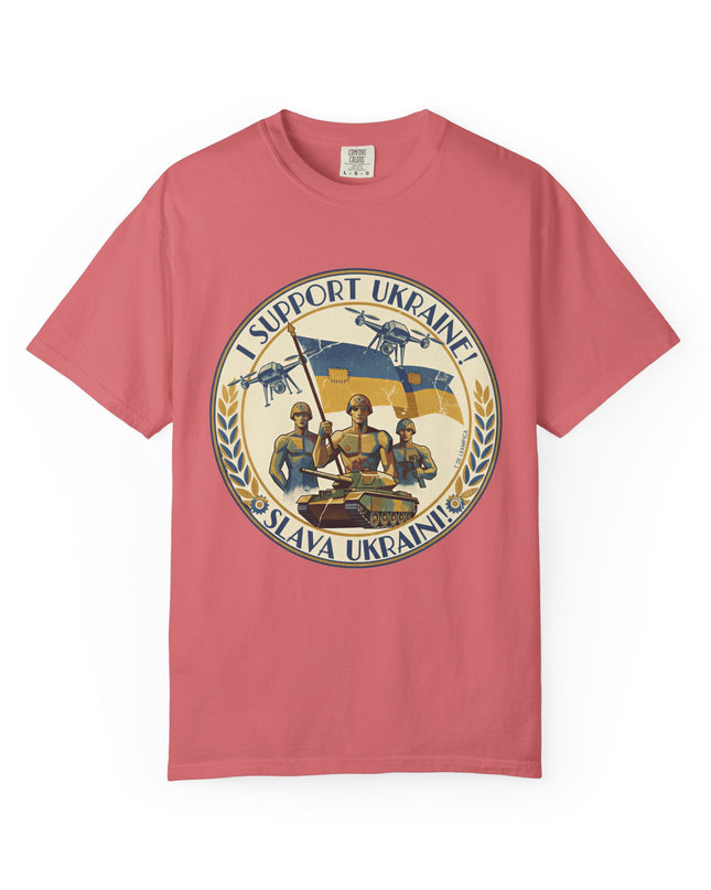 The 'I Support Ukraine!'  Deco, Unisex Garment-Dyed T-shirt