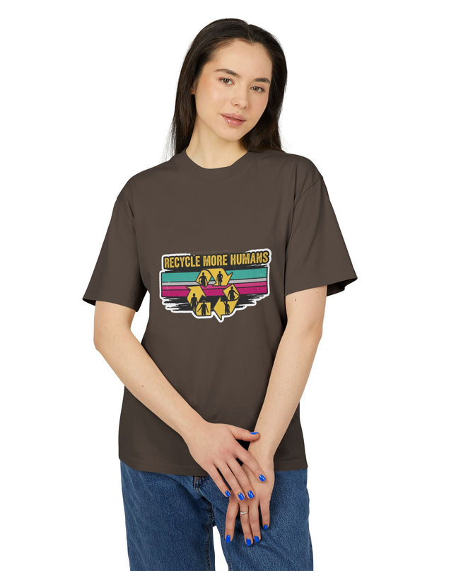 The 'Recycle More Humans' v1 T-Shirt, Eco-Friendly Graphic Tee, Save the Earth Apparel, Sustainable Clothing, Upcycled Materials Shirt