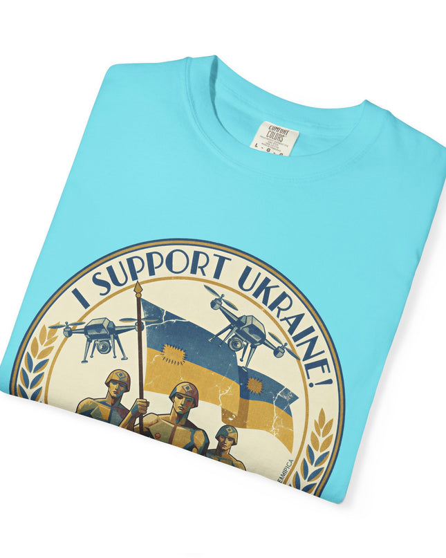 The 'I Support Ukraine!'  Deco, Unisex Garment-Dyed T-shirt