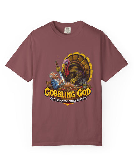 Gobbling God Eats Thanksgiving Dinner Thanksgiving Tee