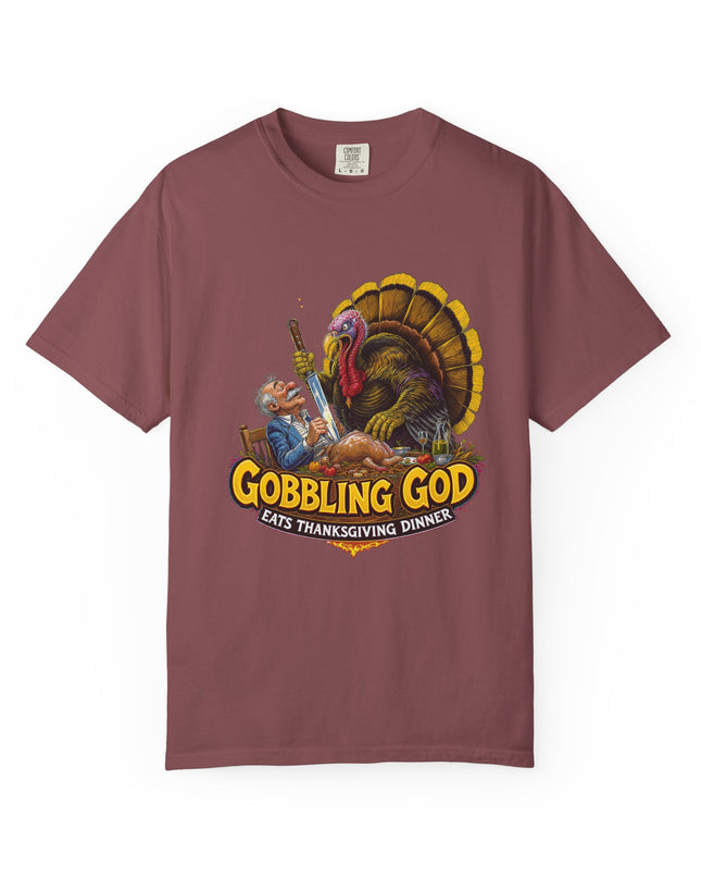 Gobbling God Eats Thanksgiving Dinner Thanksgiving Tee