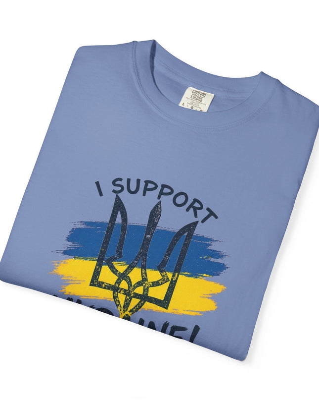 The 'I Support Ukraine!' Trident  Unisex Garment-Dyed T-shirt