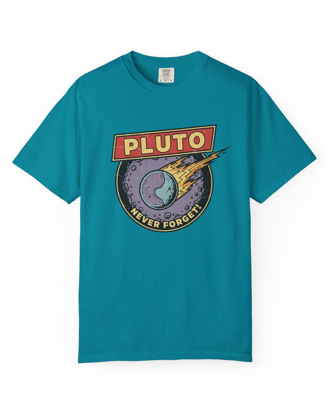 The 'Pluto, Never Forget!' Deco  Unisex Garment-Dyed T-shirt