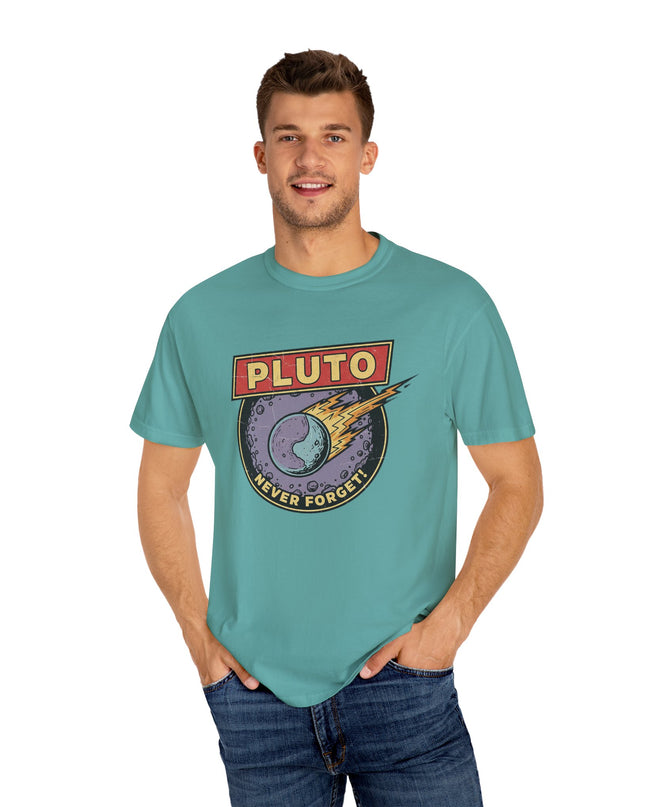 The 'Pluto, Never Forget!' Deco  Unisex Garment-Dyed T-shirt