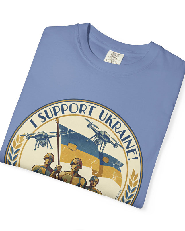 The 'I Support Ukraine!'  Deco, Unisex Garment-Dyed T-shirt