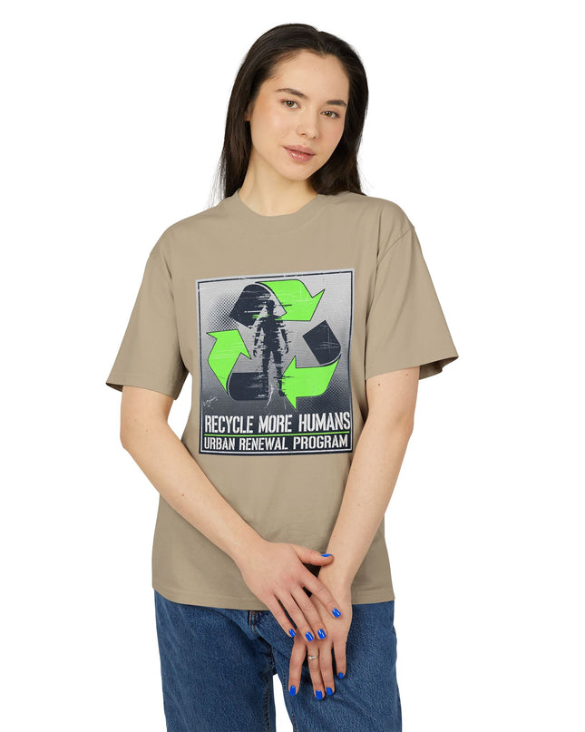 The 'Recycle More Humans' v2 T-Shirt, Eco-Friendly Graphic Tee, Save the Earth Apparel, Sustainable Clothing, Upcycled Materials Shirt