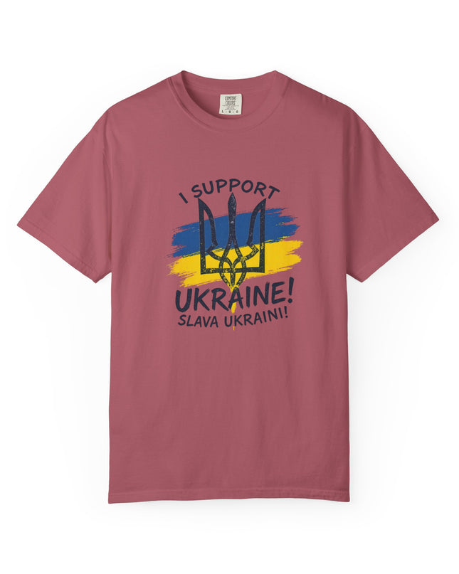 The 'I Support Ukraine!' Trident  Unisex Garment-Dyed T-shirt