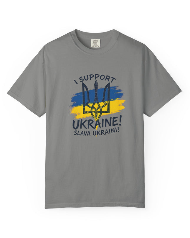 The 'I Support Ukraine!' Trident  Unisex Garment-Dyed T-shirt