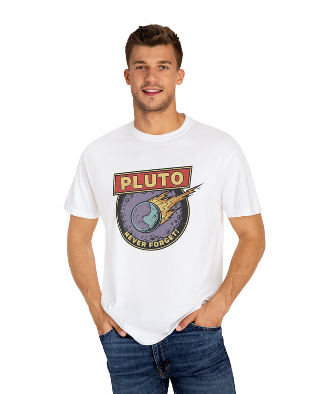 The 'Pluto, Never Forget!' Deco  Unisex Garment-Dyed T-shirt