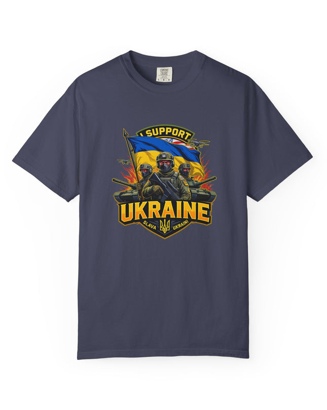 The 'I Support Ukraine!'  Cart,  Unisex Garment-Dyed T-shirt