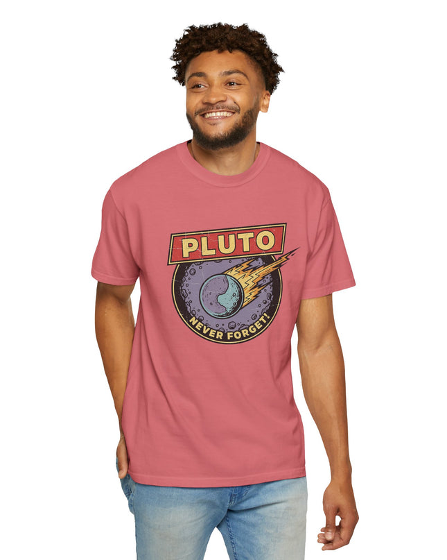 The 'Pluto, Never Forget!' Deco  Unisex Garment-Dyed T-shirt