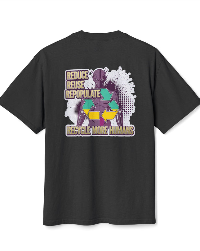 The 'Recycle More Humans' v1 T-Shirt, Eco-Friendly Graphic Tee, Save the Earth Apparel, Sustainable Clothing, Upcycled Materials Shirt
