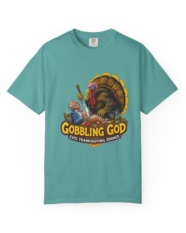 Gobbling God Eats Thanksgiving Dinner Thanksgiving Tee
