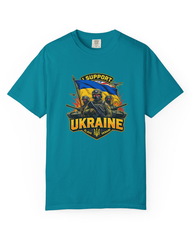 The 'I Support Ukraine!'  Cart,  Unisex Garment-Dyed T-shirt